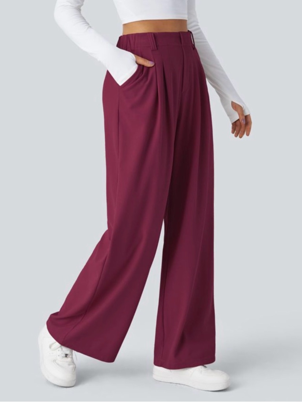 HALARA Women's Wide Leg Red Pants